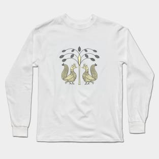 Ethnic Art Indian Ducks Birds with Tree Long Sleeve T-Shirt